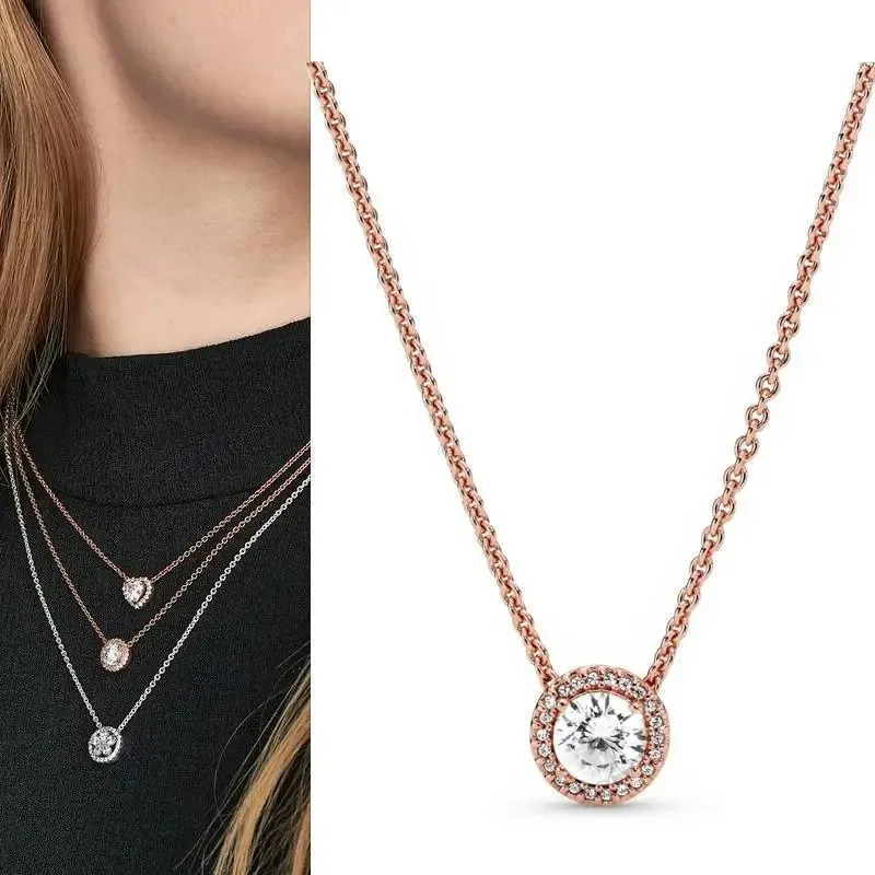 New Women's Boutique Jewelry 925 Silver Original Logo Ocean Heart Cat Eye Beads Exquisite Daisy Necklace Set DIY Jewelry Gift