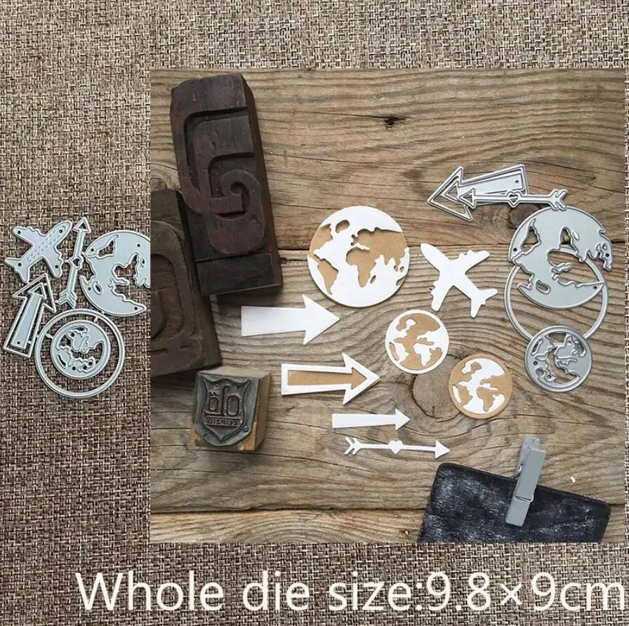 metal cutting dies cut die mold Globe Plane Arrow decoration Scrapbook paper craft knife mould blade punch stencils dies