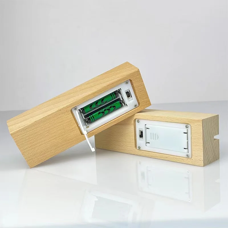 Wood Led Lamp Holder AAA Battery Powered for Personalized 3D Exhibition Wedding Acrylic Plexiglass Resin Table Night Lights