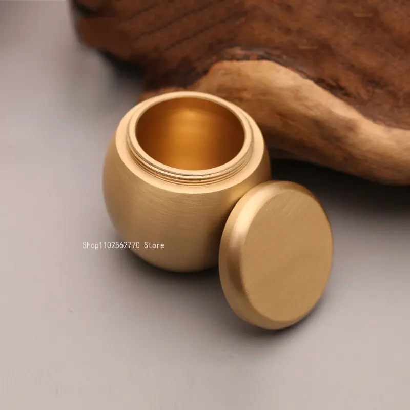 Pure Copper Fragrant Powder Tank Fragrant Supplies Tools Indoor Seal Powder Storage Tank with Cover Home Art Ornaments
