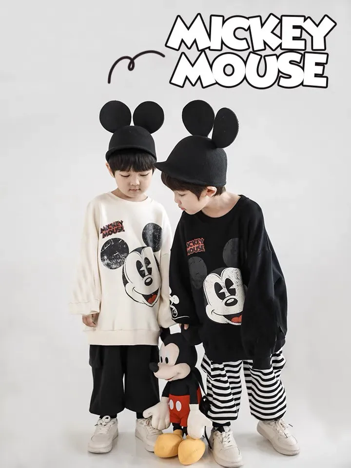 6m-4y Baby Sweatshirts Mickey Mouse Long Sleeve Tops Sweater Infant Clothes Autumn New Clothing Toddler Boys Sweatshirt Pullover
