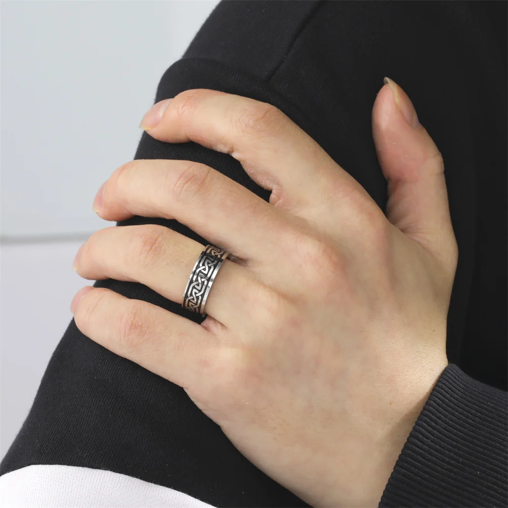 Finger Ring Stainless Steel Men's Lucky Tree Ring Vintage Celtics Knot Rings for Women Viking Witch Knot Amulet Jewlery Punk Wicca Bijou