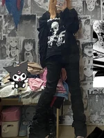 REDDACHiC Goth Lolita Black Pants Casual Flare Stacked Jeans Women Stretchy High Waist Trousers 2000s Y2K Grunge Emo Streetwear - Image 5