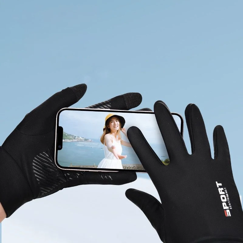 Summer Gloves Men Ice Silk Sun Proction Driving Glove Fishing Gloves Breathable Anti-slip Full Finger Glove Touchscreen