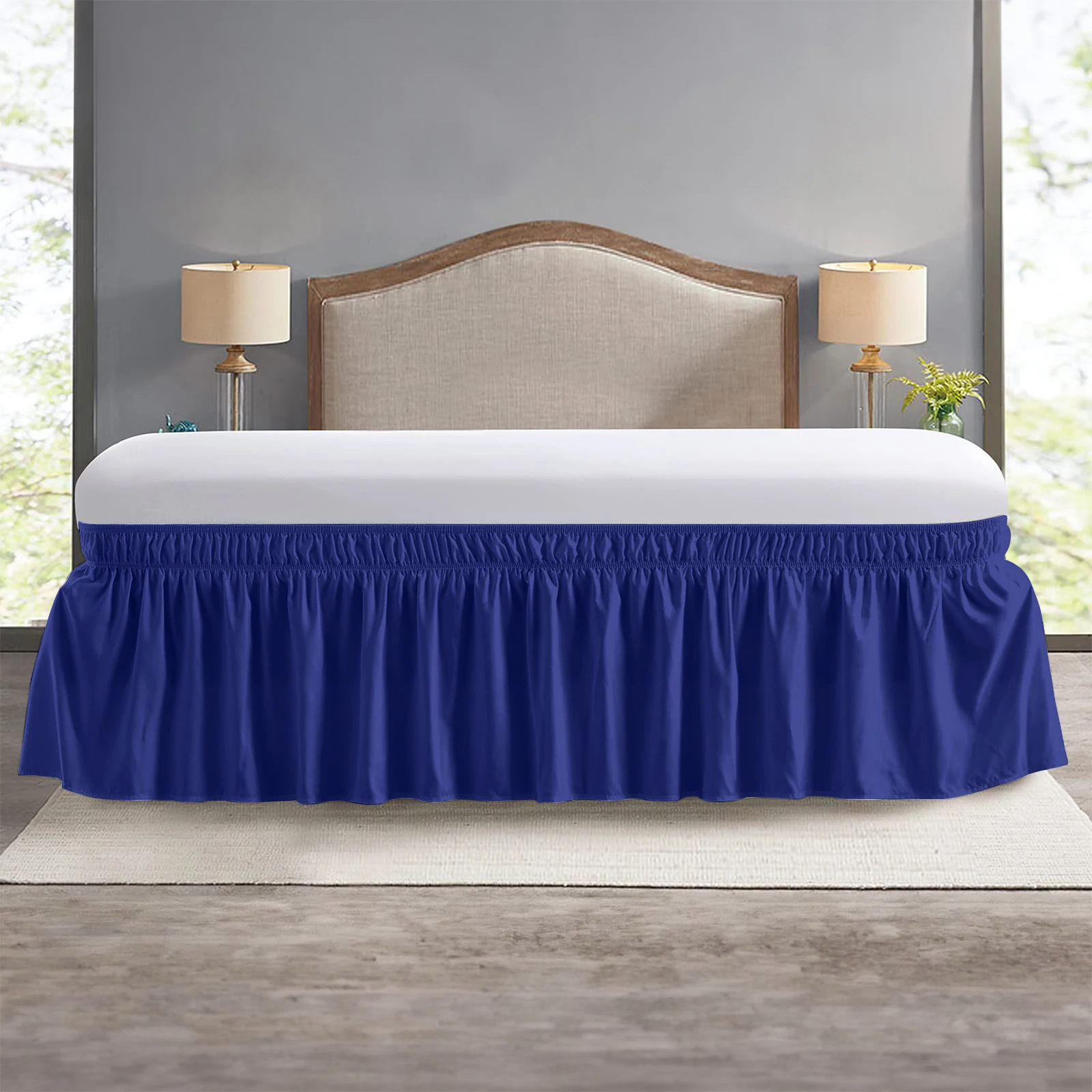 Caiqinlen Gonna Elastica Da Letto Con Volant – Mantovana Copriletto Facile Da Indossare, Taglia Queen (60x80+15 Pollici) – Pizzo E Design Unico