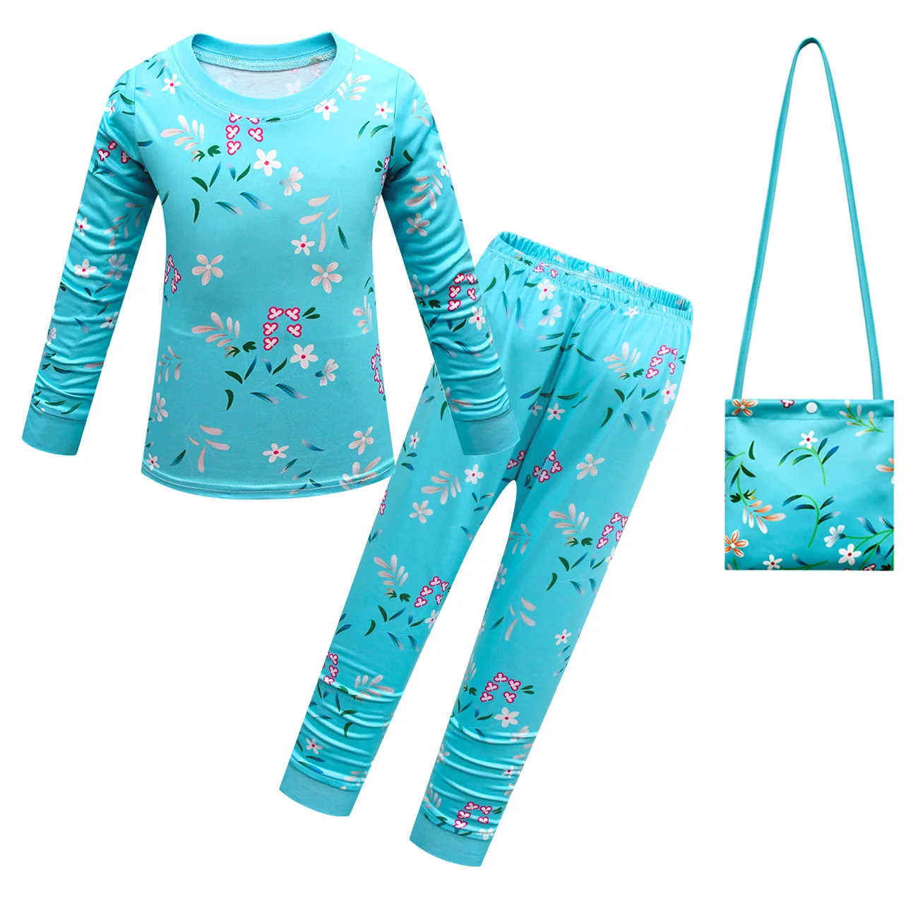 

Fashion Kids Clothes Girls Move Enchanted 2 Disenchanted Long Sleeve Tshirt and Pant 2pcs Children Flower Print Birthday Outfits