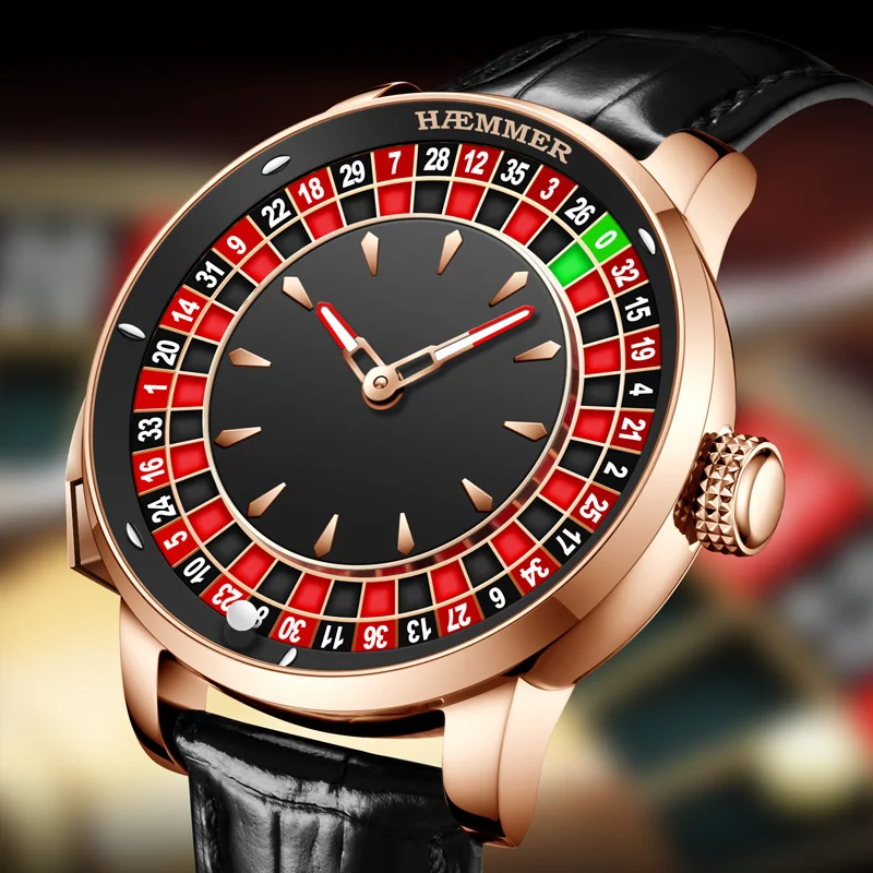 HAEMMER Light Luxury Men's Mechanical Watch NH35 Watch Men's Push Button Roulette Rotating Sapphire Glass Watch Waterproof 5
