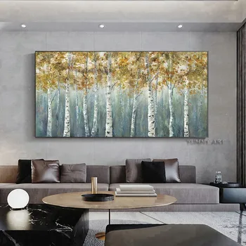 Yellow Birch Tree Oil Painting 1