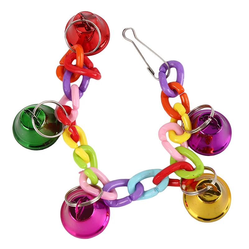 Birds Toys Funny Cockatiel Parakeet Conure Birds Bites Chew Bell Toy Acrylic Suspension Bridge Climbing Rope For Cages Swing Toy