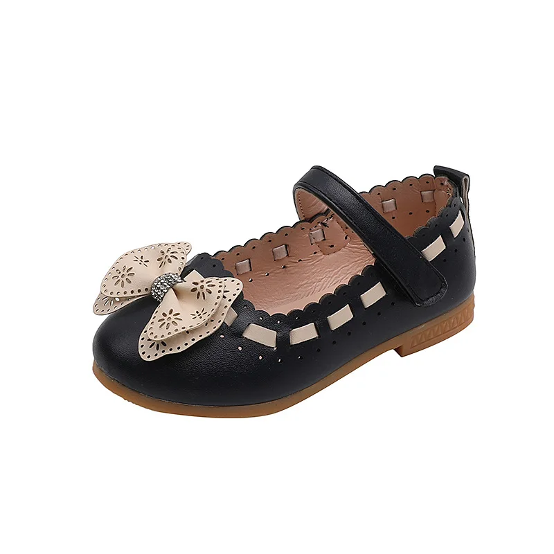 Baby Girls Leather Shoes Toddlers Big Kids Flats Classic Princess with Bow-knot Fashion Sweet Spring Summer Children Shoes
