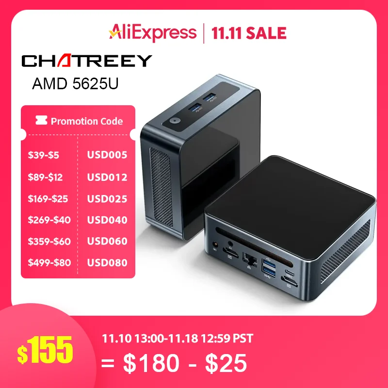 Mini PC AN2P R5 5625U/3550H Gaming Desktop Computer NVME SSD WIFI6 HD Windows 11 Pro