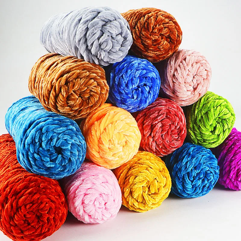 Plush Yarn Soft Chenille Yarn for Knitting DIY 100% Polyester  Velvet Yarn Amigurumi Accessories  1 Skein 100g 130M 5