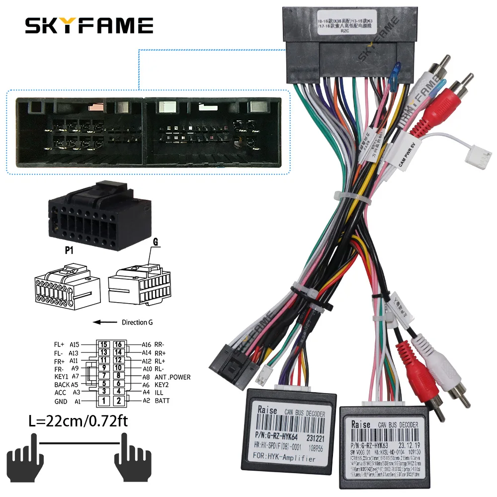 SKYFAME Car Wiring Harness Adapter Canbus Box Spdif Amplifier Decoder For Hyundai Sonata 8 9 Kia K3 KX7 KX5 Ix45 IX35 SantaFe car wire cable adapter car stereo accessories car amplifier wiring kit