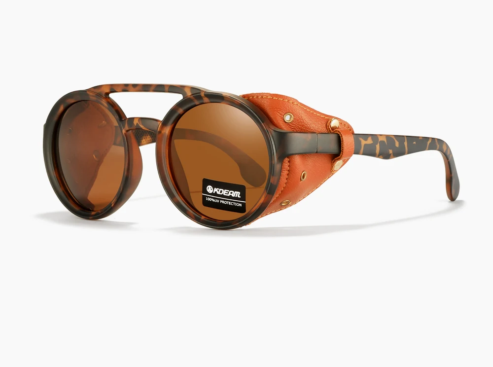 KDEAM Polarisierte Sonnenbrille Runde Für Männer Frauen Weiche Leder Schild Sonnenbrille Retro Brillen Mit Schädel Zipper Fall KD0418 – Detail 19