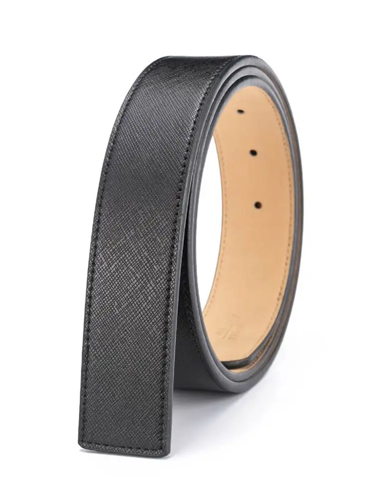 Genuine Leather Belt for Men No Head No Buckle Casual Sporty Business Style Handcrafted Smooth Buckle Leather Waist Belt