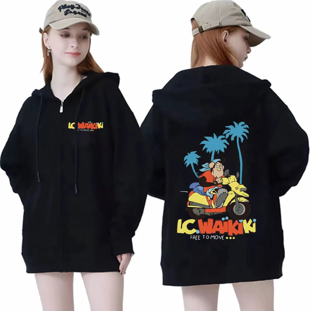 

Limited Edition Lc Waikiki Monkey Print Zipper Hoodie Men Women Fashion Aesthetics Zip Up Sweatshirt Y2k Style Oversized Hoodies