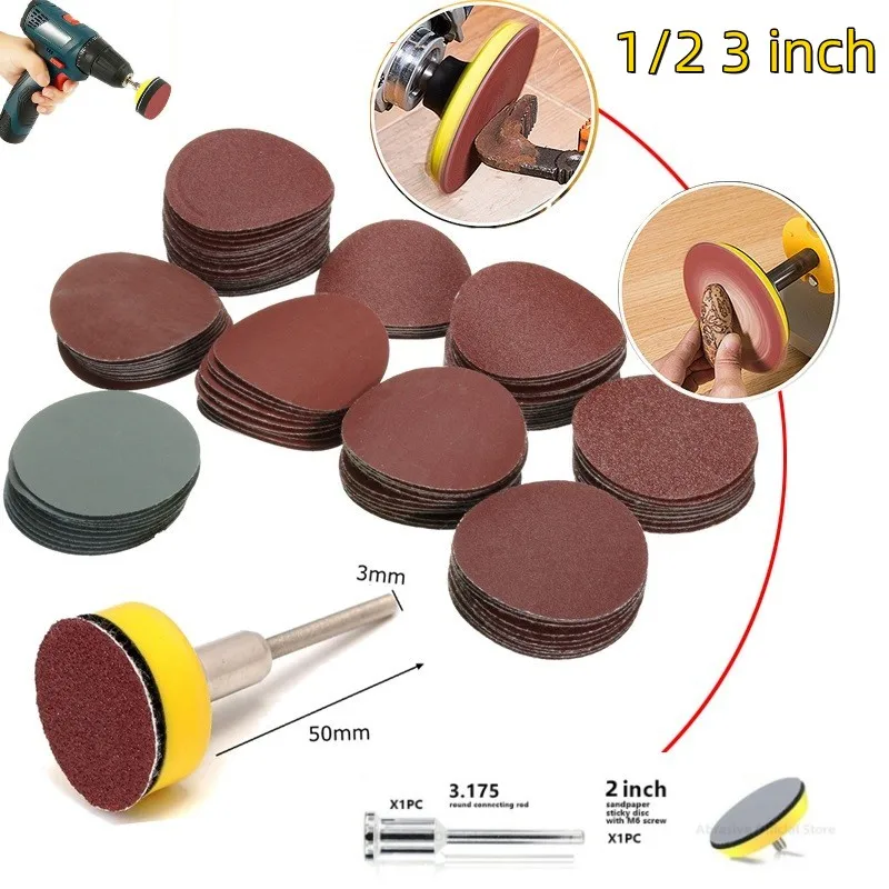 

102/52pcs DIY flocking sanding discs pad kit 1/2/3 Inch Grit Abrasive Polish Wheel Wood Sanding Paper Set for Dremel Rotary Tool