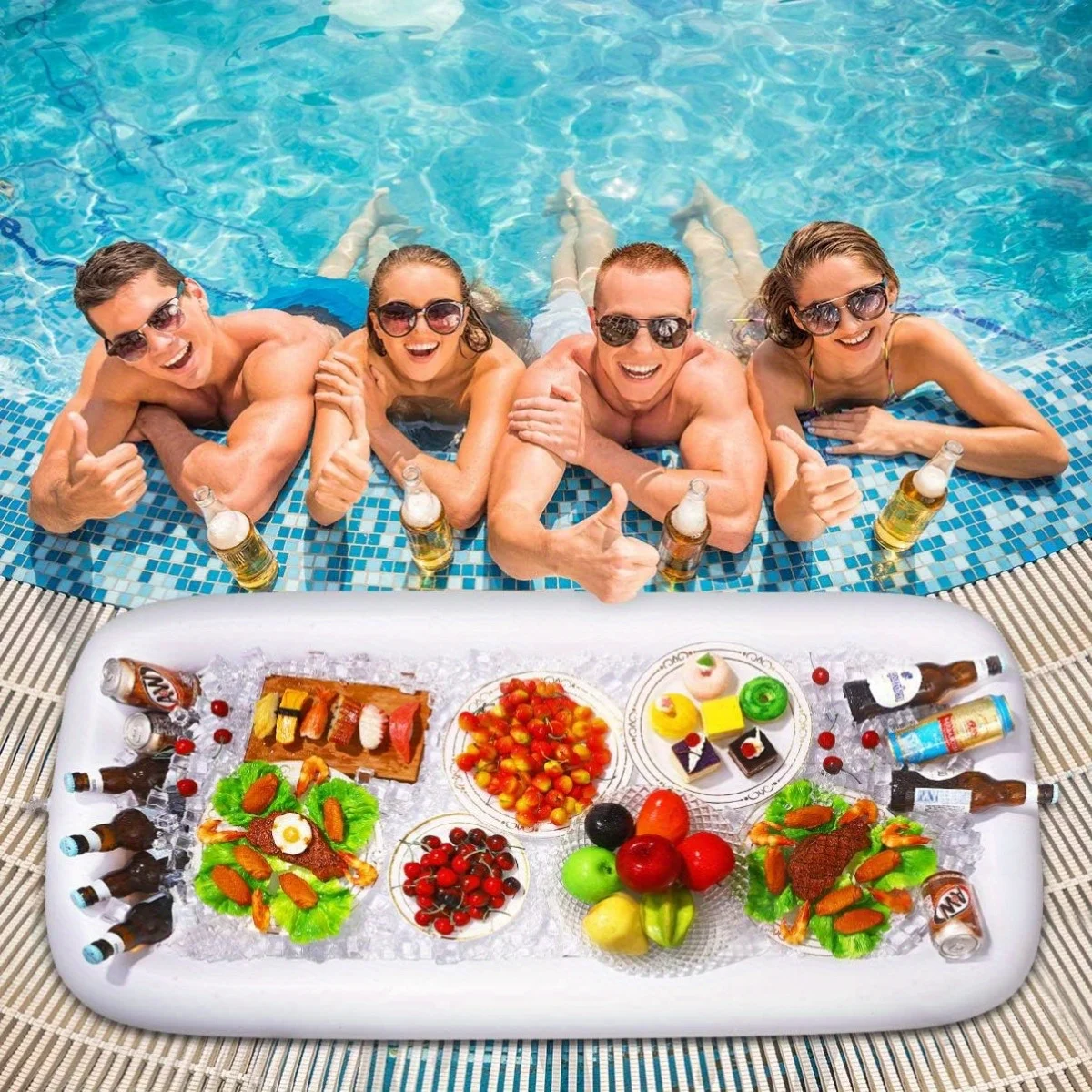 Salad Container Inflatable Service Bar Ice Tray Food and Beverage Suitable for Barbecue Picnics Swimming Pools Parties