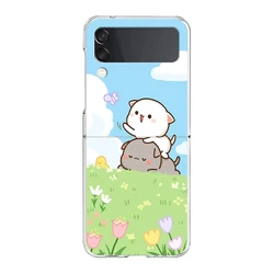 Peach and Goma Cat Transparent Shockproof Phone Case for Z Flip 4 (B1)