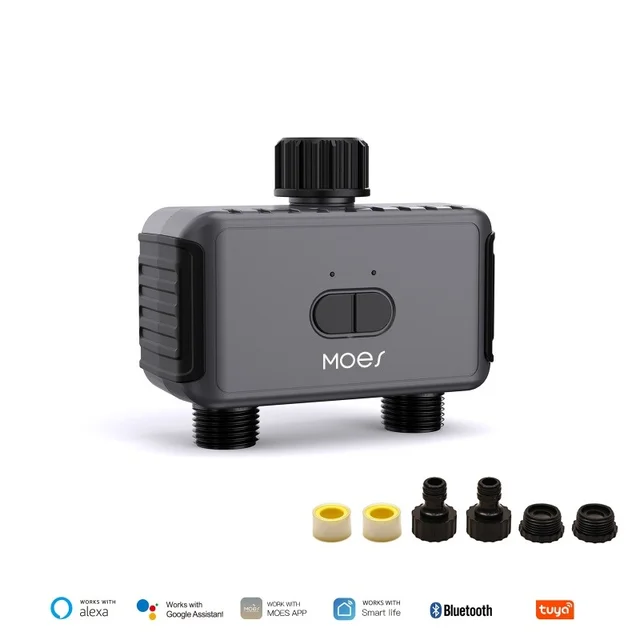 Smart Home Dual Output Irrigation Water Valve App Controller Water Valve Rain Delay Programmable Controller 5
