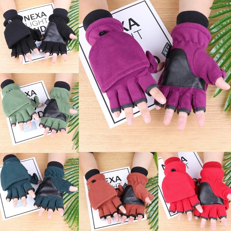 

Half Finger Gloves Fleece Fingerless Gloves with Thumb Hole Winter Gloves drop shipping