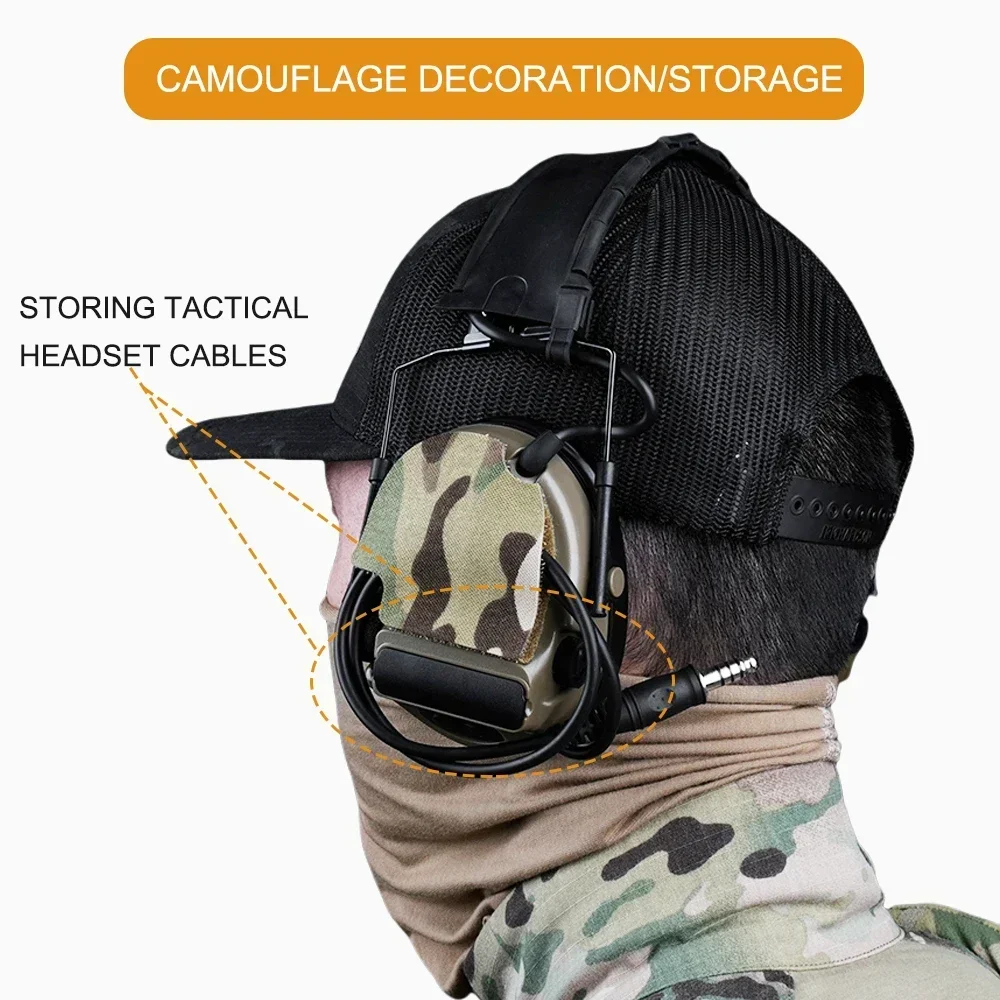 COMTAC Series Headset Sticker Camo Velcro Cable Storage 2-in-1 Magic Patch for ComTac (II/III/V/VI) Hunting Shooting Headphone