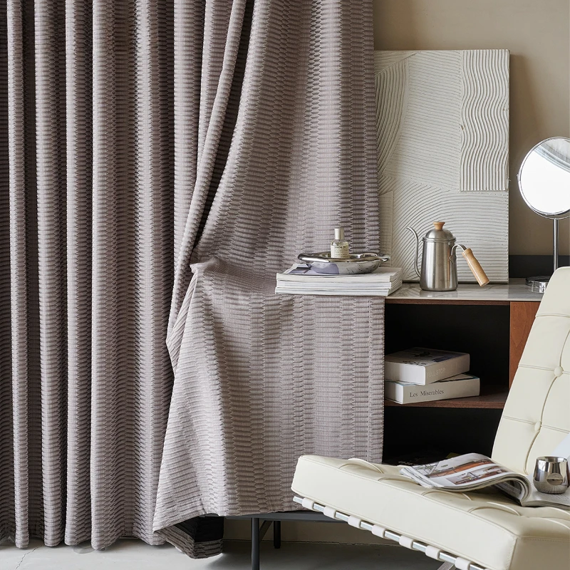 

European Embossed Jacquard Curtain Fabric Ltalian Geometric Luxury Curtains for Living Dining room Bedroom Tulle Custom