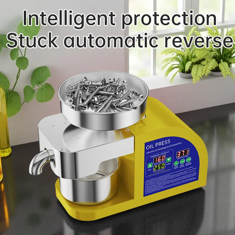 750W Oil Press 304 Stainless Steel Cold And Hot Double Press Digital Temperature Control Screen For Peanut/Sesame/Olive