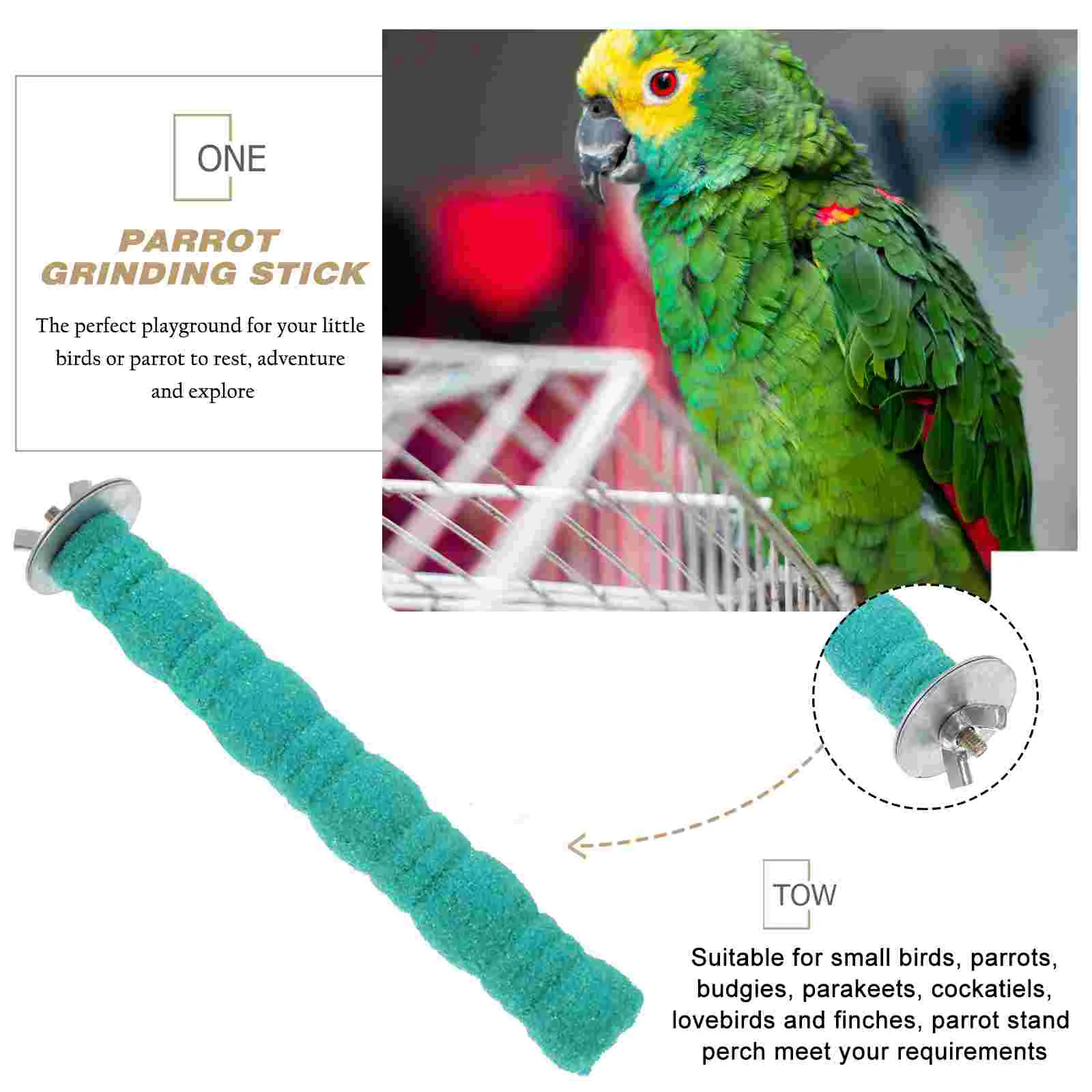 Toy Bird Parrot Scratching Stick Claw Grinding Nail Stand Wooden Parakeet Perch Natural