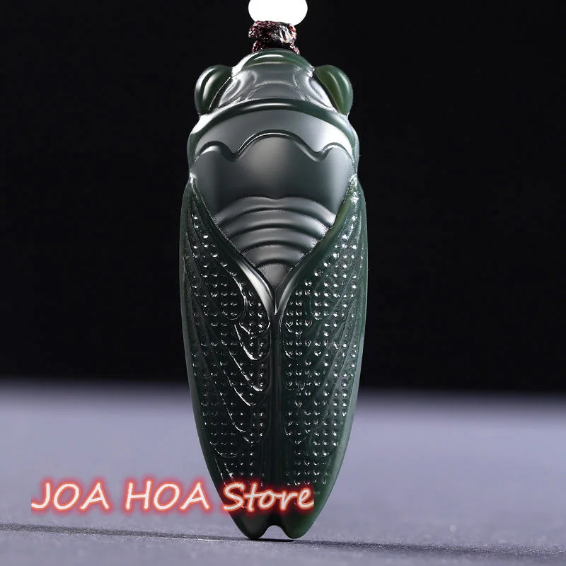 

Newest Top Quality Natural Xinjiang Hetian Jade Chan Pendant Boutique Hand Carved Perfect Neck Ornament Necklace Chain Jewelry