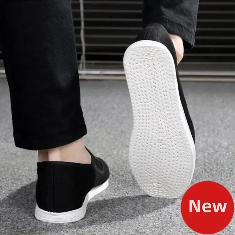 New Men's Traditional Chinese Kung Fu Black Cotton Shoes Wing Chun Tai Chi Slipper Martial Art Pure Cotton Shoes Sport Sneaker