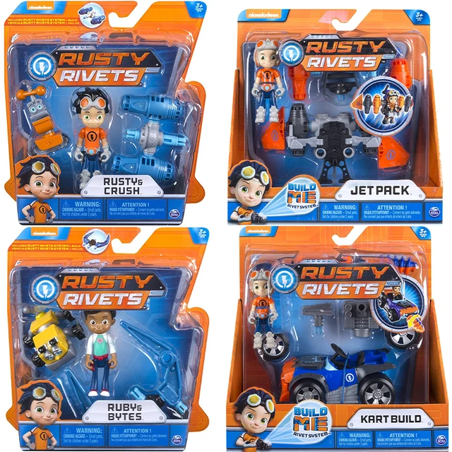 Original RUSTY RIVETS Toys Anime Figure Children Toys Jet Pack Building Set with Rusty Figure Dolls Educational Toys Collectible 1