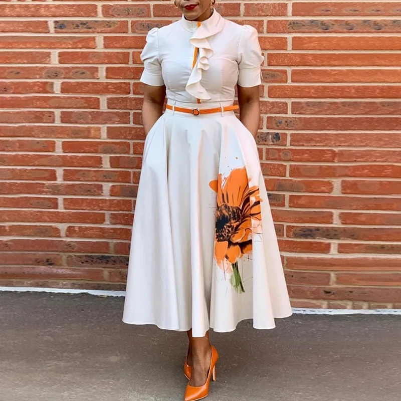 

2023 New African Dresses For Women Elegant Polyester Muslim Fashion Abayas Dashiki Robe Kaftan Maxi Dress Turkish Africa