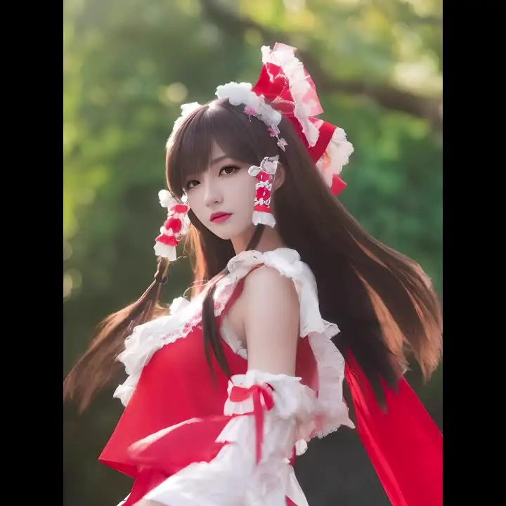 博麗霊夢 コスプレウィッグ 繊維合成ウィッグ「HSIU」60CM ダーク
