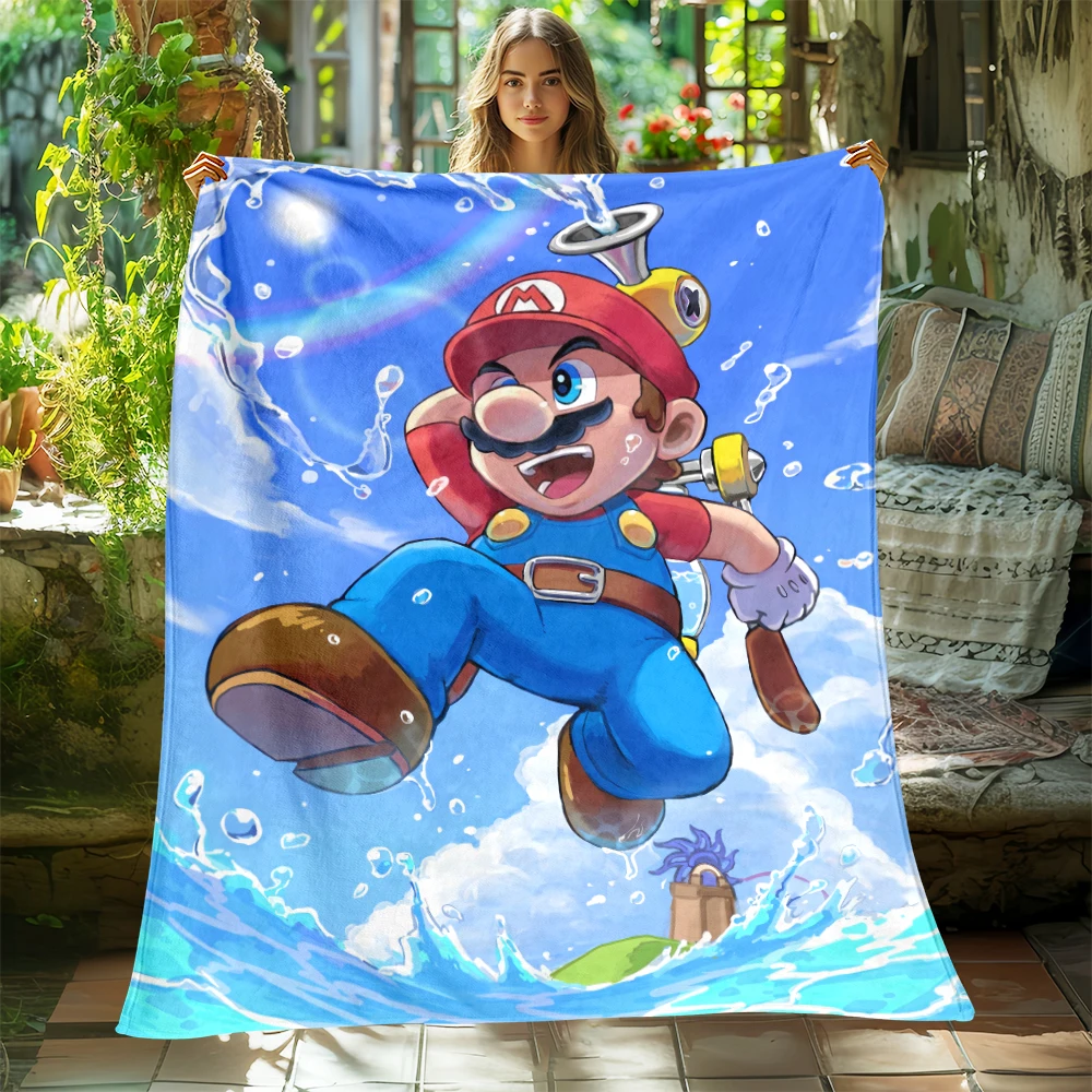 Mario Movie,Game Printed Soft Warm Flannel Throw Blanket.Office Nap Cape,Camping,Outdoors,Bed Sheet,Living Room,Sofa blankets. 2