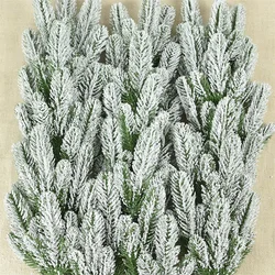 5pcs Christmas Tree Pine Branches Artificial Fake Plants Snow Pines Garland For Christmas Wreath Party Decor Xmas Gifts Ornament