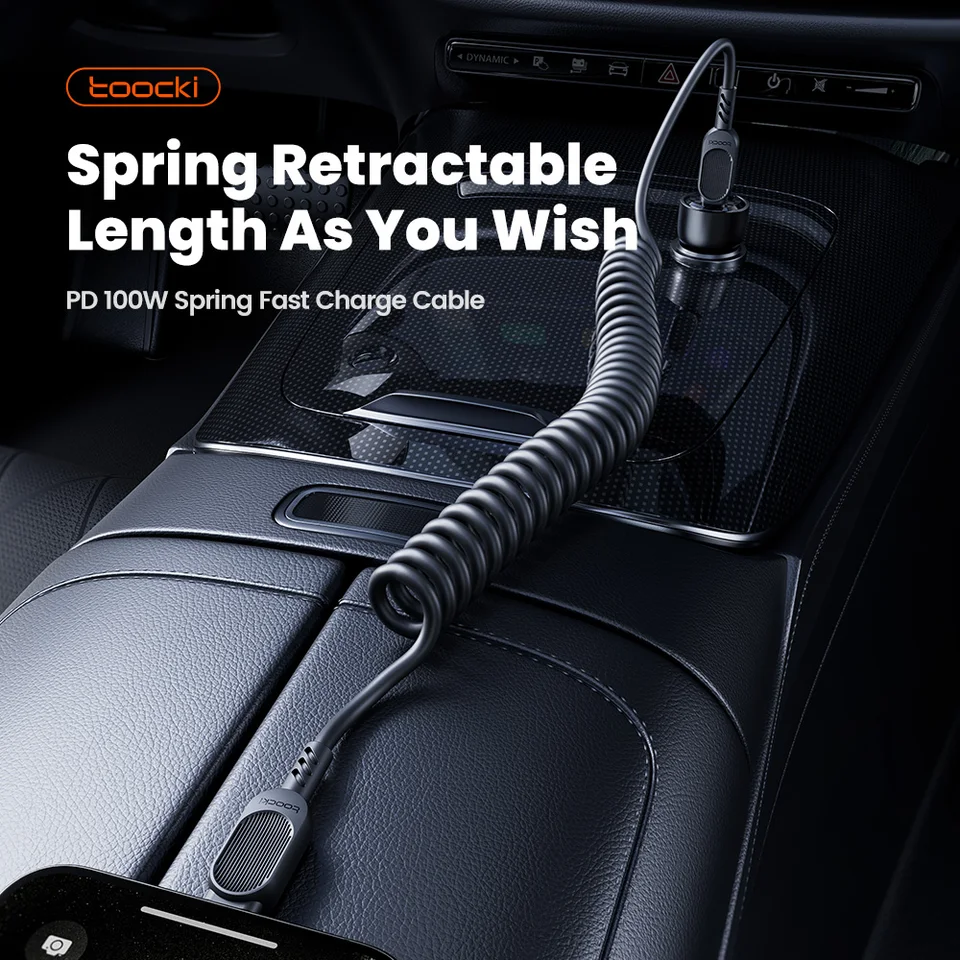 Cavo Lightning USB C 2in1 Spirale Cavo per iPhone 17 16 15[MFi e 3A e Dati] USB A a USB C Lightning compatibile iOS Carplay e Android Auto, Cavo di ricarica Phone