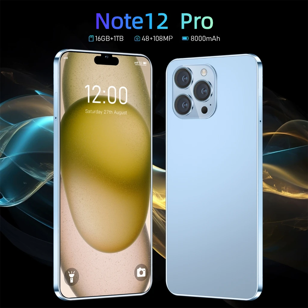 

Совершенно новый телефон мобильный телефон Note12 Pro, 6,74 дюйма, 16 ГБ ОЗУ + 512 Гб ПЗУ, HD, две SIM-карты, камера, телефон с аккумулятором 5000 мАч