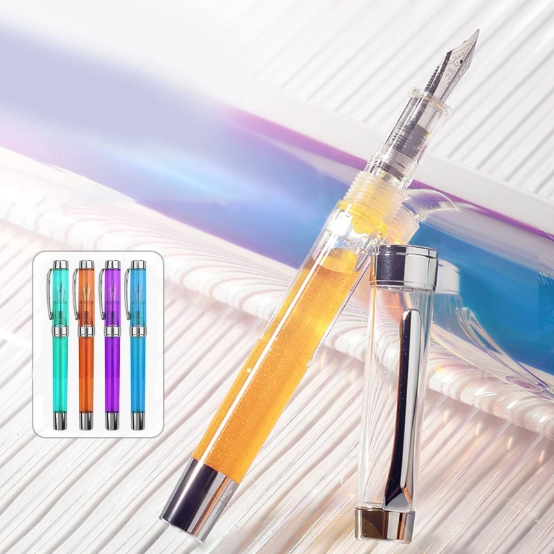 

Acrylic Fountain Pen Transparent Pen Barrel Large Ink Capacity Remove to Refill Gift Calligraphy Pen for Students Kids Pen