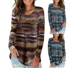 

Casual Autumn T-shirt Loose Lady V Neck Long Sleeve T-shirt Loose Shirt Women T-shirt
