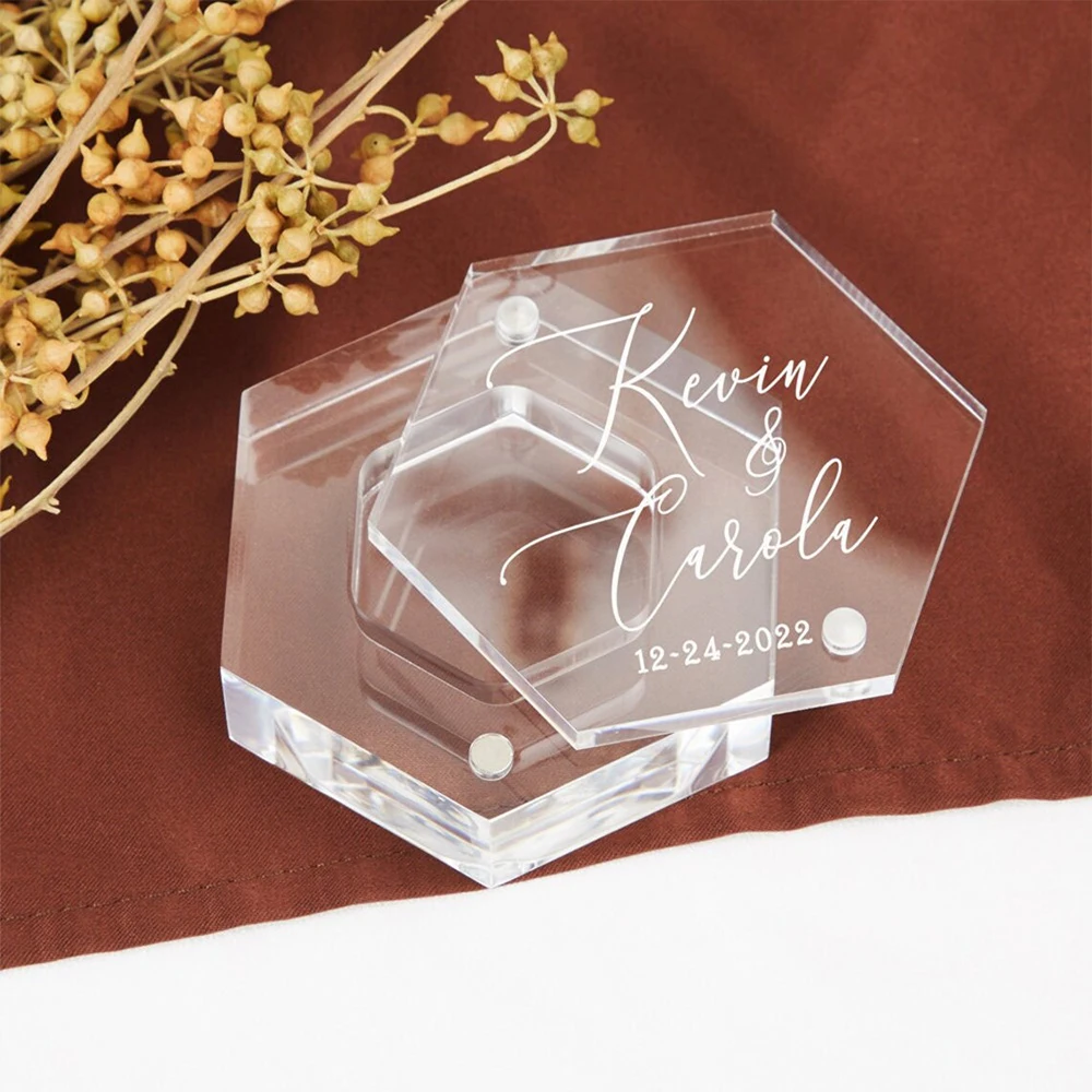 Caja De Terciopelo Para Anillos Con Forma Hexagonal Verde Militar