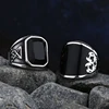 Bagues en acier inoxydable avec pierre d'agate noire pour hommes et femmes, bijoux de mariage de haute qualité, cadeaux simples, mode, livraison directe