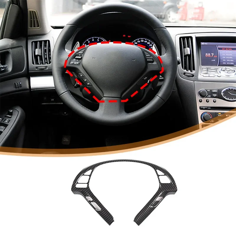 

For Infiniti G37 G25 2007-2013 ABS Car Steering Wheel Trim Cover Trim Frame Carbon Fiber Interior Sticker Decoration