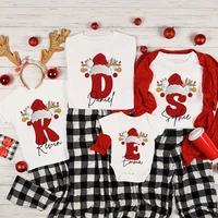 Personalized Christmas Family Matching Outfit Letter with Name T-shirt Mom Dad Daughter Son Clothes Shirts Baby Bodysuit Romper 1