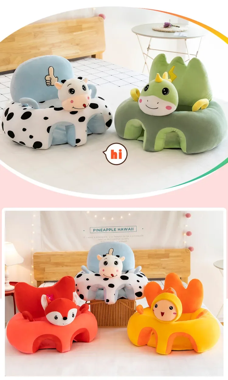 Cute Cartoon Baby Sofa Cover Learning to Sit Seat Feeding Chair Case Kids Baby Sofa Skin Infant Seat Without Cotton