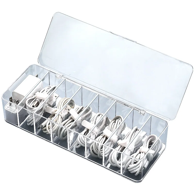 See-through Charge Cable Organizer Box,data Cable Management Box Usb Cord  Sorter, Compact Cosmetics Organizer Box, Small Desk Accessories Organizer  An