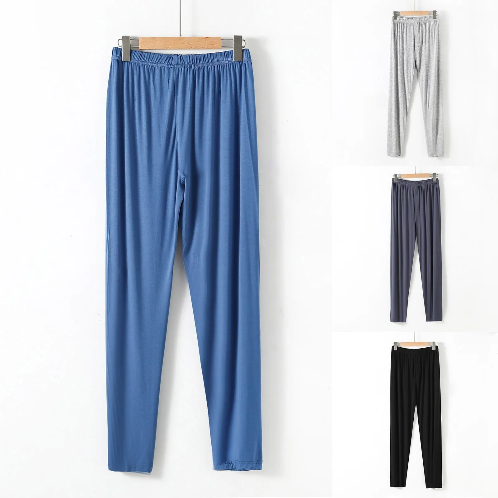 Description Picture 2 of itemMen'S Pants Casual Bottoms For Male Home Pants For Boys Solid Color Tether Trousers Stretch Comfortable Pants Pantalon Homme