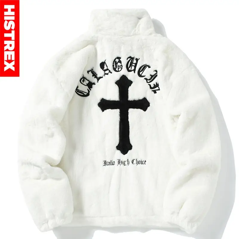 HISTREX Men Rabbit Fur Jacket Parkas,Hip Hop Fluffy Coat,Winter Fleece Overcoat,Harajuku Outerwear Streetwear,Korean Y2k Clothes 3