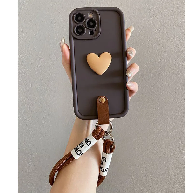 Enhanced Lanyard Wrist Strap Case with 3D Love Heart Design - Honor 400 Lite Crossbody Coque