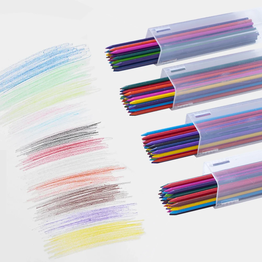 36Pcs/Box Creative 2.0MM Multicolor Mechanical Pencil Lead 36pcs Replaceable Lead Drawing Automatic Pencil Writing Accessories 2